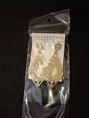 Pastels Gold Crystal Geometric Drop Earrings